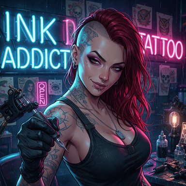 Portrait manga : tatoueuse
