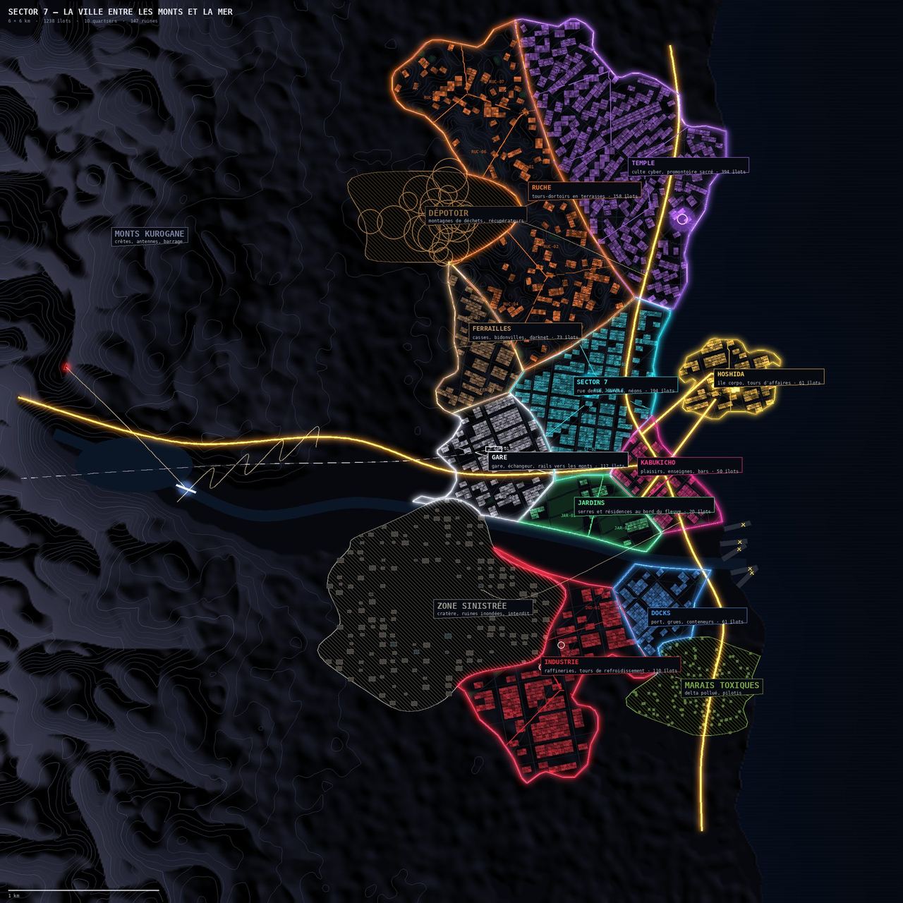 Carte v2 de 6 par 6 km avec la mer et les monts