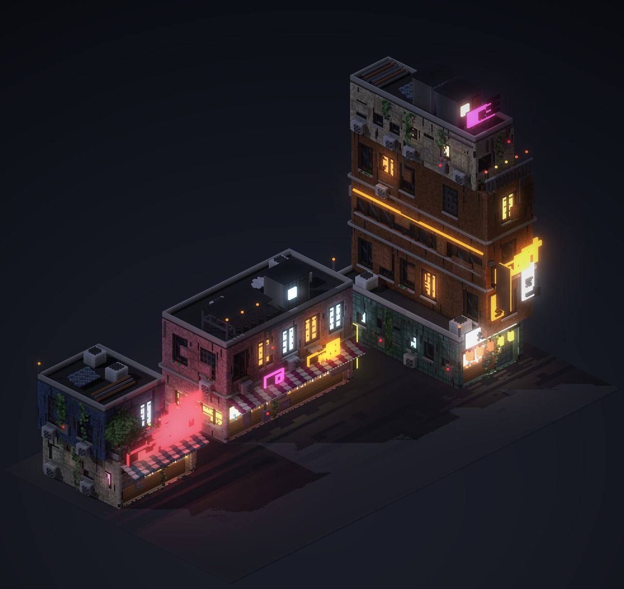 Façade en version A, voxels de 10 cm sans matière
